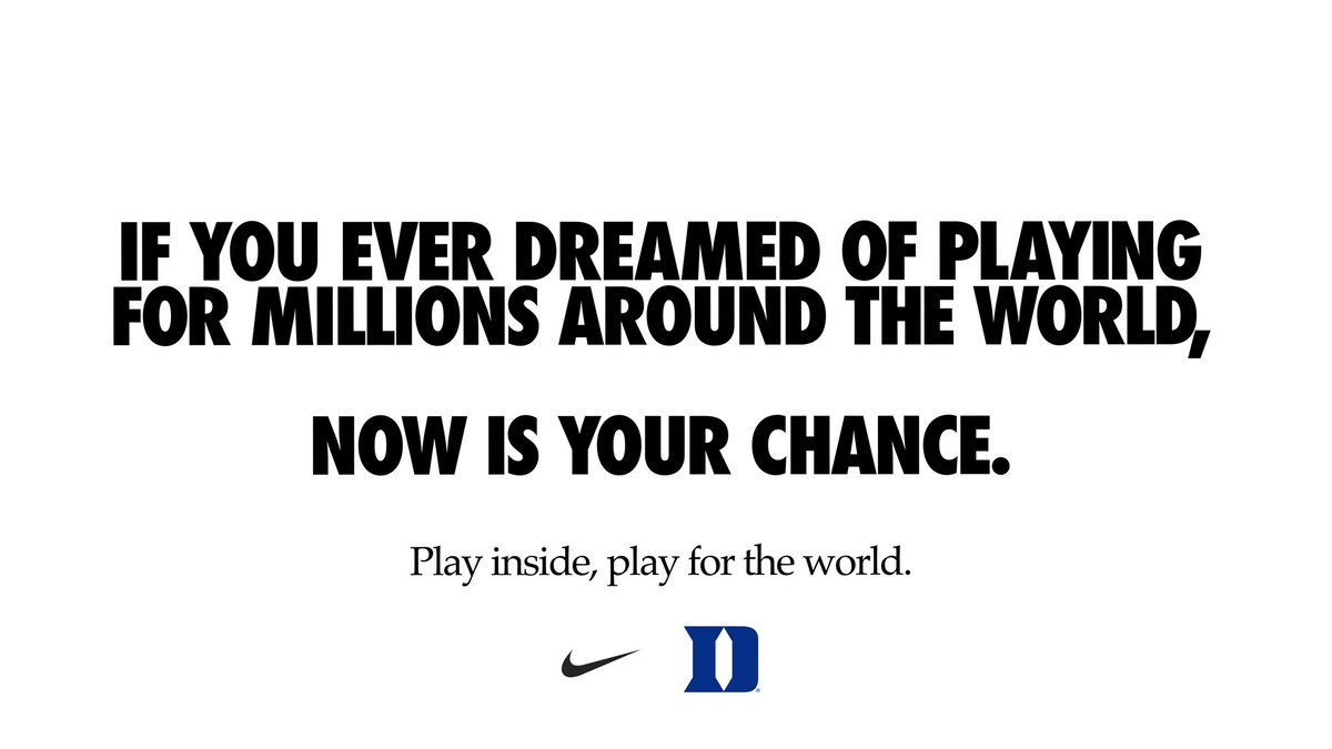 Now more than ever, we are one team. #playinside #playfortheworld