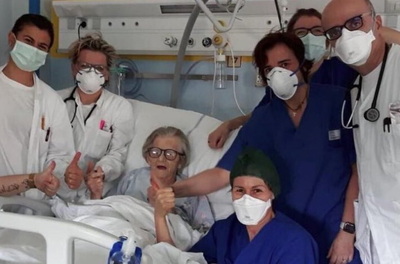 GrowingUpItalia's tweet photo. First recovered coronavirus patient in Italy's province of Modena is a 95-year-old Nonna ❤️💪🏻 https://t.co/fYpNKq8NQC