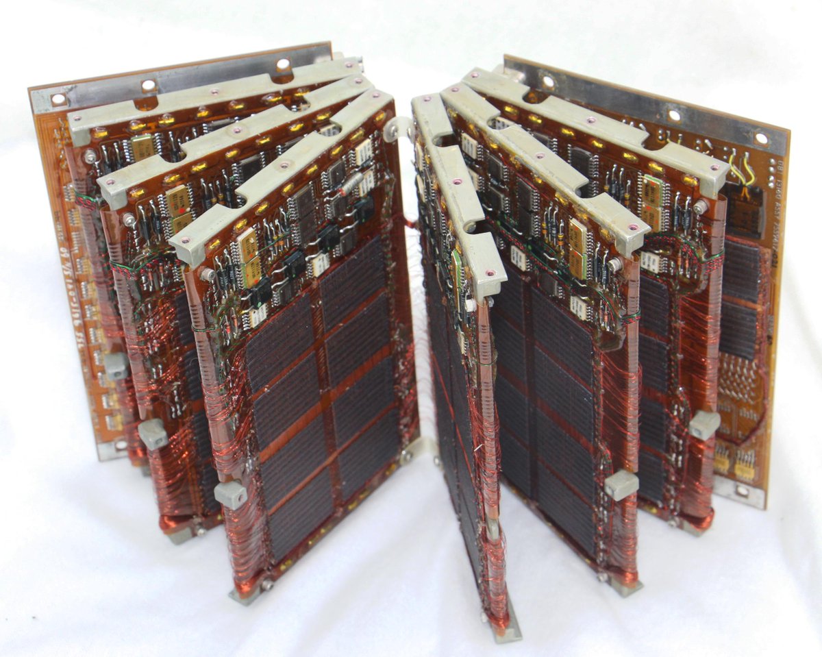 The core memory module unfolds like a book, revealing the cores and circuitry inside.