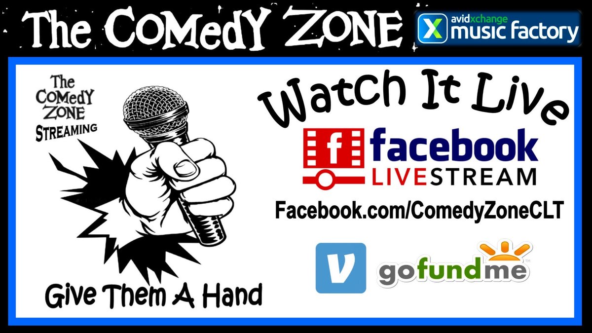 AXC Music Factory (@axcmusicfactory) on Twitter photo Join us tonight from Facebook Live, from the <a href="/ComedyZoneCLT/">The Comedy Zone</a> stage. Proceeds will support our great service staff and super talented comedians. π Tune in, laugh, donate. Showtime is 7pm. ποΈ
Link π Facebook.com/ComedyZoneCLT Join us tonight from Facebook Live, from the <a href="/ComedyZoneCLT/">The Comedy Zone</a> stage. Proceeds will support our great service staff and super talented comedians. π Tune in, laugh, donate. Showtime is 7pm. ποΈ
Link π Facebook.com/ComedyZoneCLT