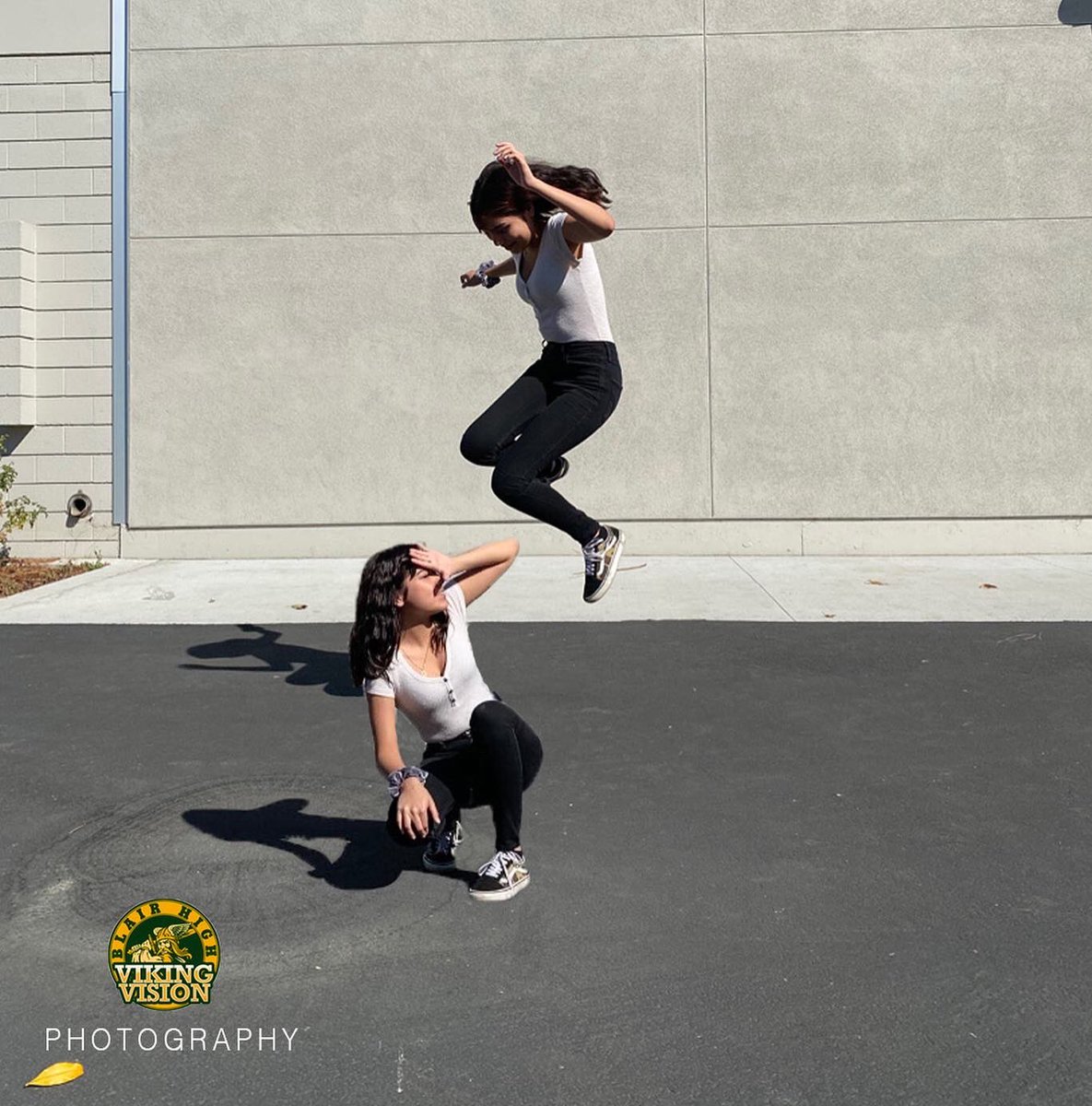 MustangsMediaTV's tweet image. “Jump to it.” 🎵🎼 ⁣
⁣
No. They&apos;re not twins, just a little Photoshop magic. Before school was dismissed last week, Viking Vision photography students enhanced their Photoshop skills using the Quick Selection and Clone Stamp Tools.
⁣
 #photoshop #clonestamp #quickselectiontool