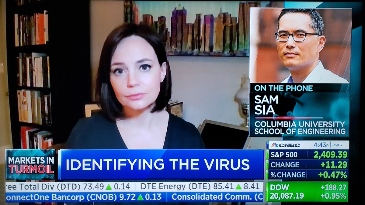 ColumbiaBME's tweet photo. Watch Sam Sia @SiaBME, professor of #BiomedicalEngineering at @Columbia University, explain the hurdles to expanding #coronavirus #testing in the U.S. on @CNBC.

Sia's lab is currently working to develop diagnostic tools for rapid testing of coronavirus. https://t.co/KBBTxbe5nL https://t.co/wzfzsPOxYr