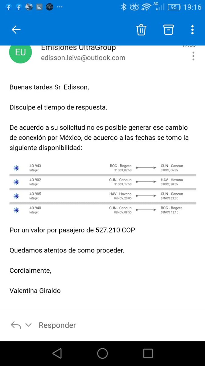 misooler_'s tweet photo. Señores @interjet llevamos días tratando de cambiar fechas de tiquetes para cuba, con la única respuesta de que cobran cambios de tarifa. Esa es la ayuda y compromiso de su aereolinea durante la crisis? #denuncia https://t.co/I0r14NgJS8
