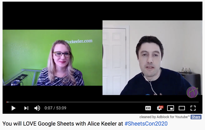 alicekeeler's tweet photo. If you missed #sheetsCon here is the recording of my session: You WILL Love Spreadsheets
https://t.co/zzT1j5xwTX https://t.co/jZIuuiflL5