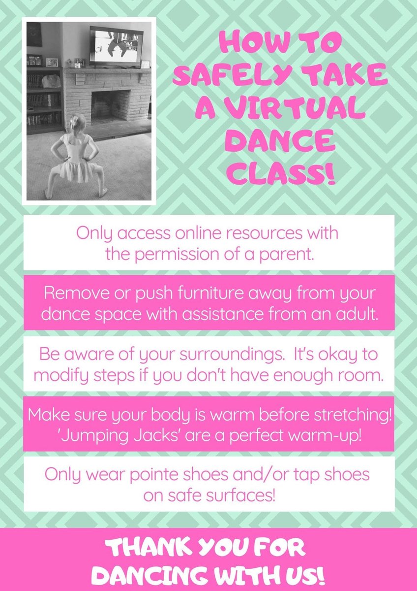 csdapgh's tweet image. Just a few reminders to keep our dancers SAFE during this time of virtual instruction! 💚💗
#csdalove #csdapgh #beststudiointheburgh #virtuallearningisfun #safetyfirst #addingvaluewherewecan #morethanjustgreatdancing #dancestudioownerdotcom