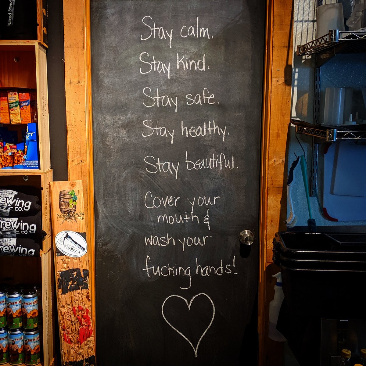 We've made the difficult decision to temporarily close Naked Brewing Company to help mitigate the spread of COVID-19. 
#FlattenTheCurve