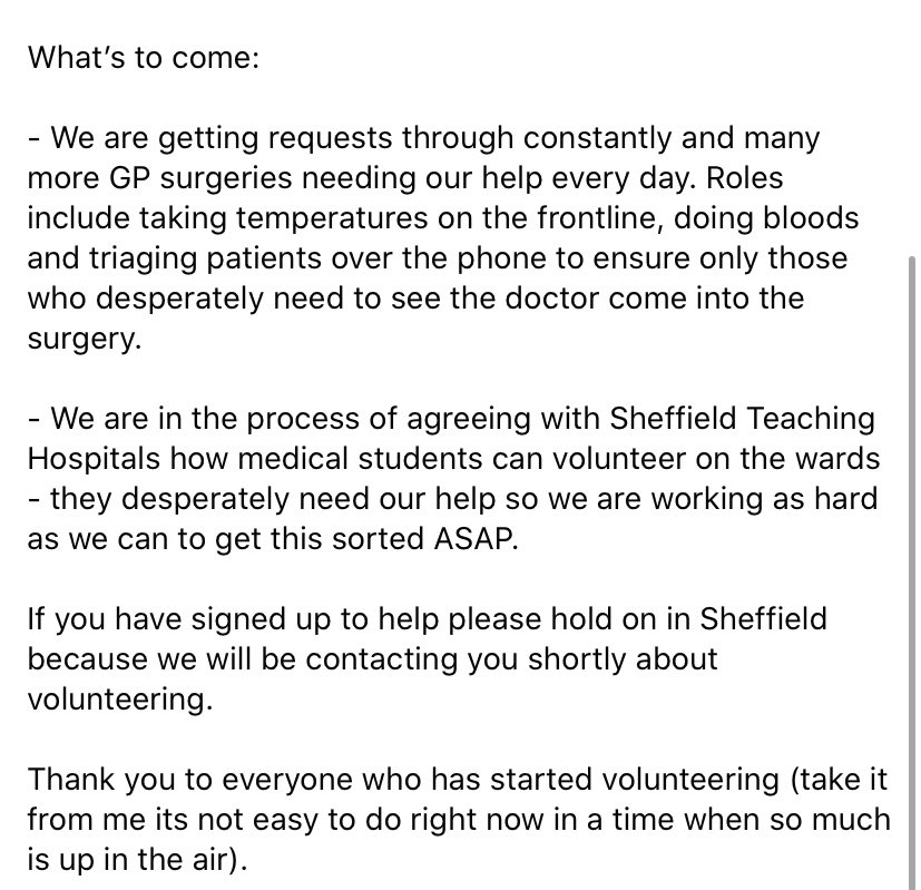 SheffieldMedSoc's tweet image. Hi Guys! Just an update with our student volunteering scheme which has had an amazing response so far!!

Remember if you want to sign up/request help follow these links:

Student: forms.gle/4wJbv25SjRYFgt…

Request: forms.gle/yqJfHZiLztWb7F…

Welfare Love, 
Leah &amp;amp; Lucy💙