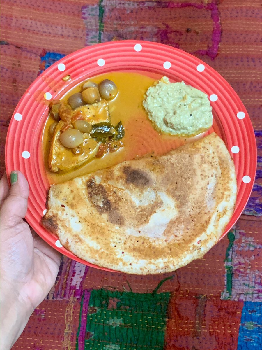 And dinner. Fish curry made in mudpot, coconut chutney and dosa  #cookinginacrisis  #Quaratinecooking  #cookTogetherAtHome