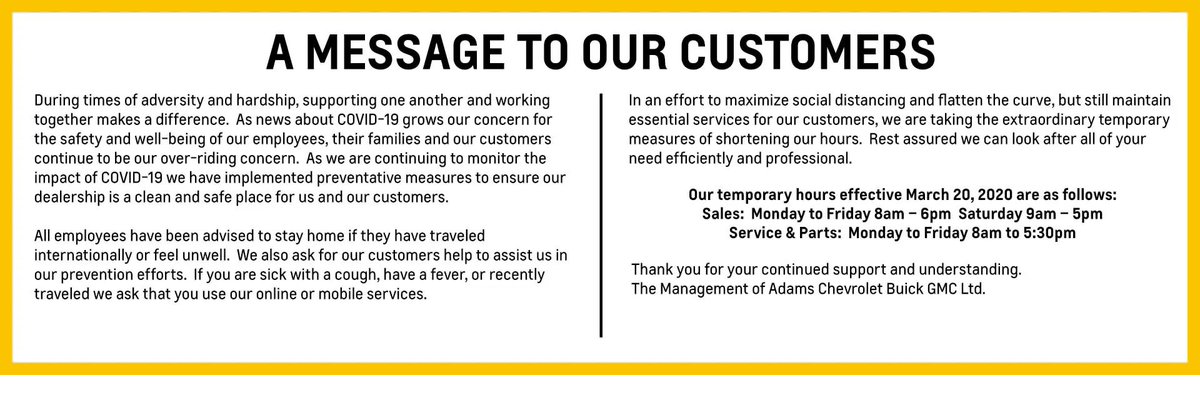 An update to our customers. #HelpPreventTheSpread