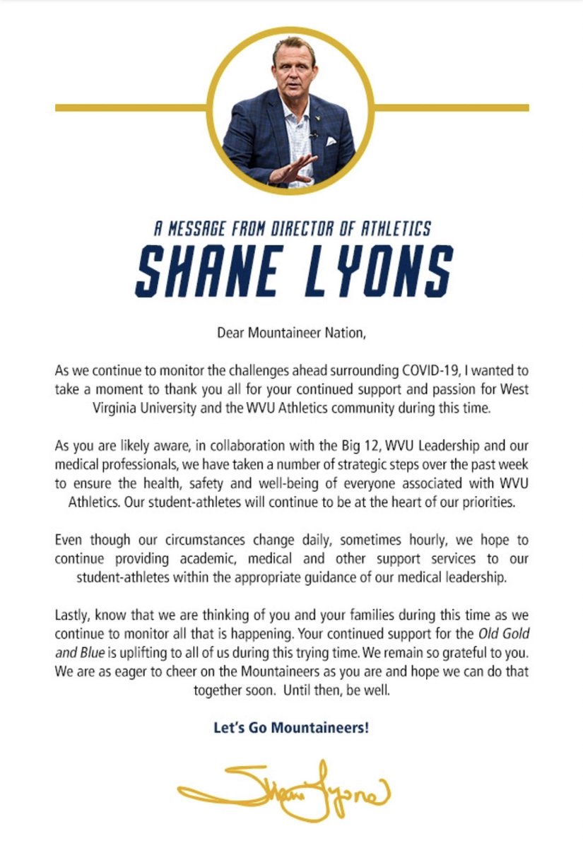 A message from @WVUADLyons 📝