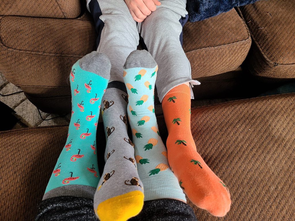 DaMarkee's tweet photo. Celebrating World Down Syndrome Day by wearing our crazy socks to honor our nephew Max!!! We 💙💛 you!!!!
#WDSD2020 #MightyMax
#LotsOfSocks https://t.co/BBTBEcz3aG