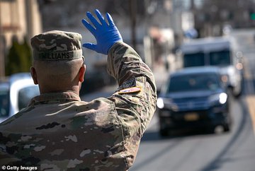 More than 3,300 National Guard soldiers are deployed across 28 states and US Army Corps of Engineers work to convert 10,000 hotel and dorm rooms to hospitals in New York as military expands role in coronavirus outbreak