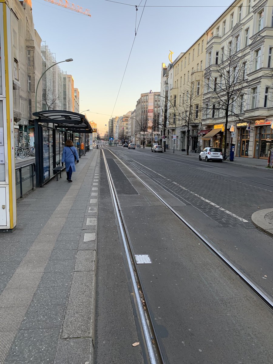 Friedrichstraße right now (the Yonge St/Regent St/Broadway of Berlin). Not a car in several minutes