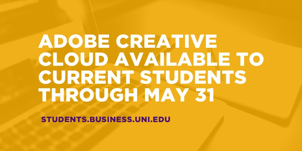 wilsonbizuni's tweet photo. Attention right brained @northerniowa students! Install Adobe CC free on your personal computer through May 31st. Learn how at https://t.co/qVwkVXkF1K https://t.co/RFCpbfuDWD