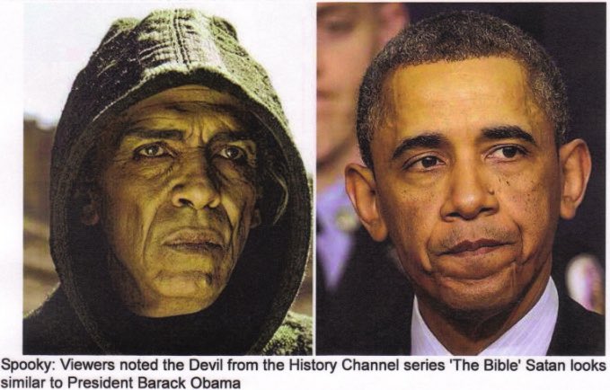 Barry SOETORO o Barack Obama, como le quieras decir. El verdadero anticristo, creen ustedes que History Channel nos haya querido decir algo en la serie “The Bible”. ¿A quién se parece el personaje de SATANAS?