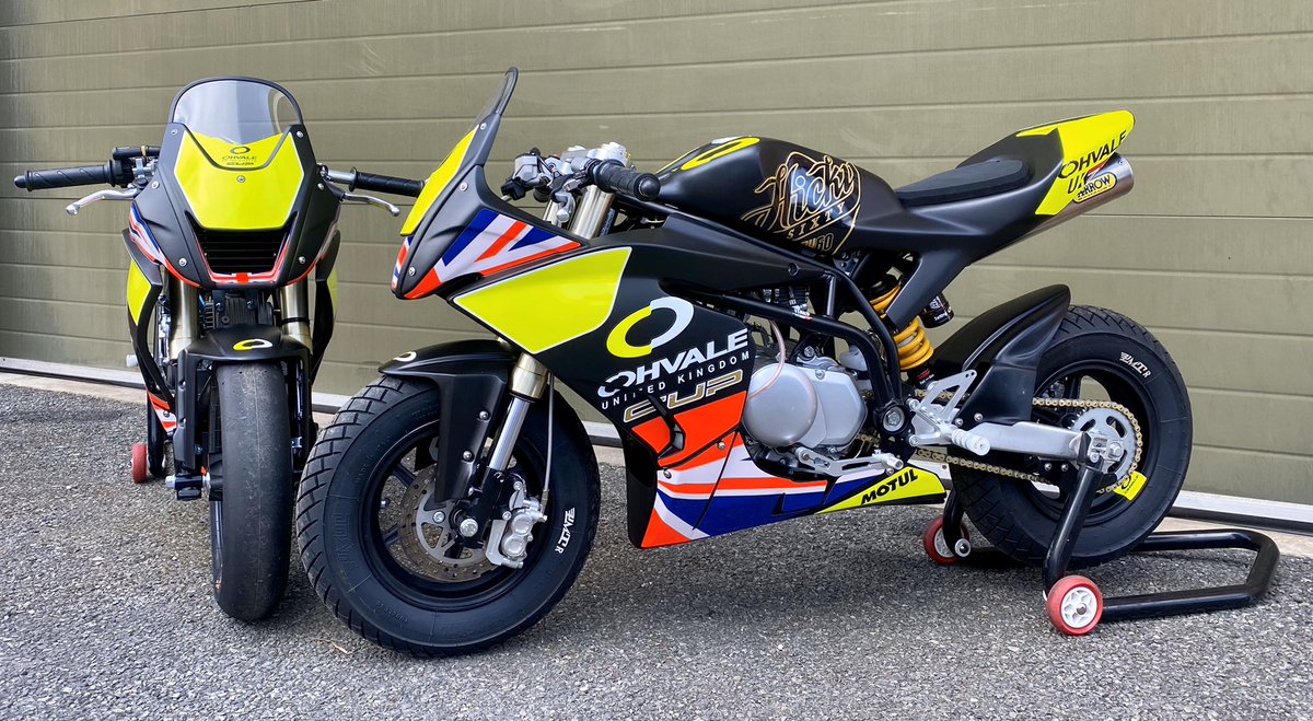 UkOhvale's tweet photo. Check out our Ohvale UK Cup 110cc hire bikes in their full livery 😍🤤 they look even better in the flesh, believe us! Can’t wait to see these ripping around the circuits soon ✊🏻 #ohvaleukcup #ohvaleuk #gp0 #minisuperbike #minimotogp #progress #britishtalent https://t.co/VqjRgad6O7