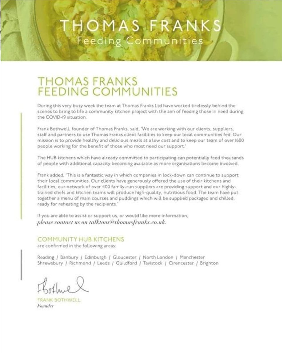 #socialenterprise #givingbacktothecommunity and thank your @FrankBothwell for leading this  #courageousleadership  #standtogether #makinganimpact This is the best thing to do right now and I work for a company where there are many of us eager to support such a noble cause