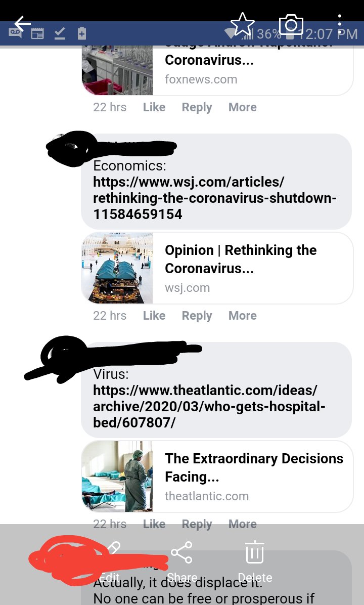 He then shares a list of articles that I'm not going to link to, but will share the screenshots of his post so you can see the context of his argument, and Google them for yourself if you like: