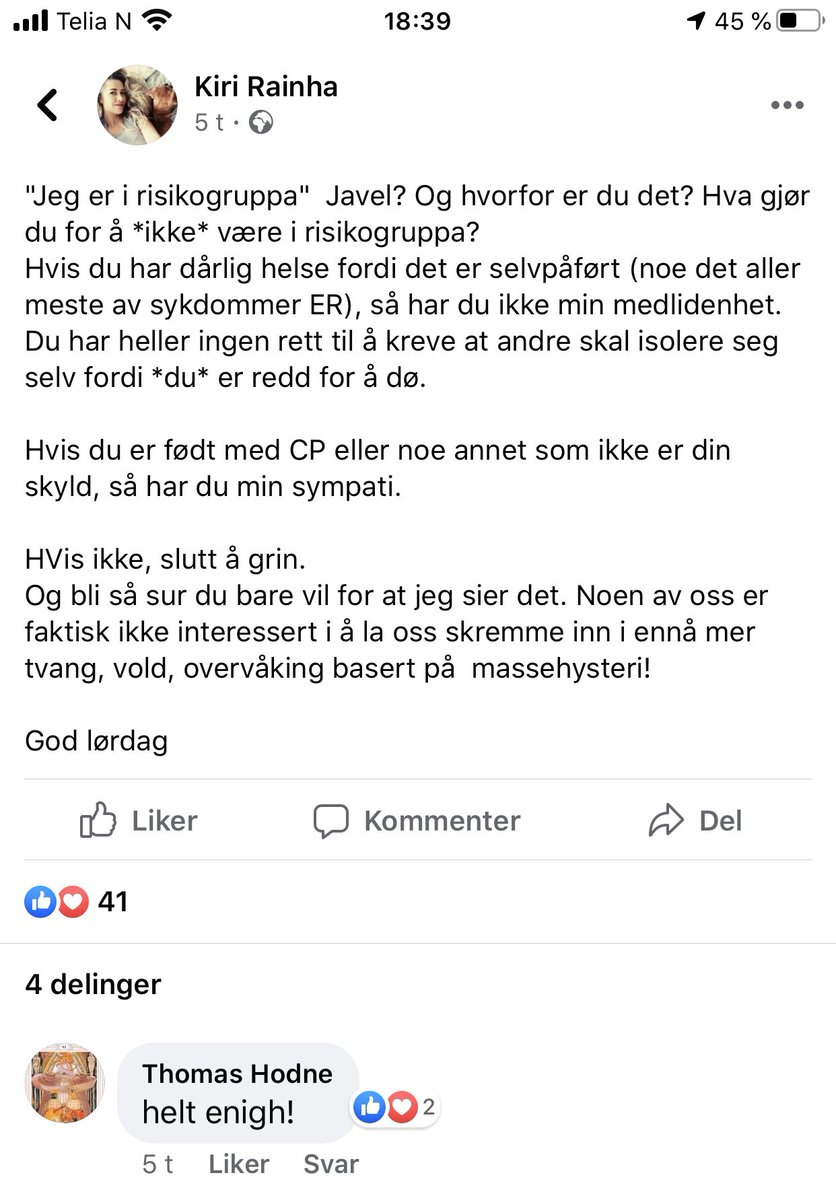 Og noen mennesker mangler rett og slett empati og generell sosial kompetanse. Meg, meg, meg.