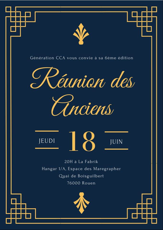 Génération CCA convie les anciens étudiants de la filière Comptabilité Contrôle Audit de l'<a href="/IAEdeRouen/">IAE Rouen Normandie</a>  le jeudi 18 juin 2020 à la Fabrik.
Néanmoins, au regard de la conjoncture actuelle, nous vous confirmerons au gré des événements la tenue de cette réunion annuelle.
<a href="/univrouen/">Université de Rouen Normandie</a>