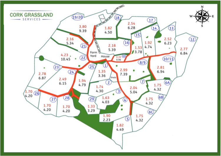 CorkGrass's tweet photo. 2 farms maps we completed this week. These will be printed on a whiteboard and put up in the milking parlour. If you’re interested in getting your farm mapped, DM or call (086) 1264542. Very competitive prices 🌱 #FarmMapping #Farm365 https://t.co/gwhhZEBCGz