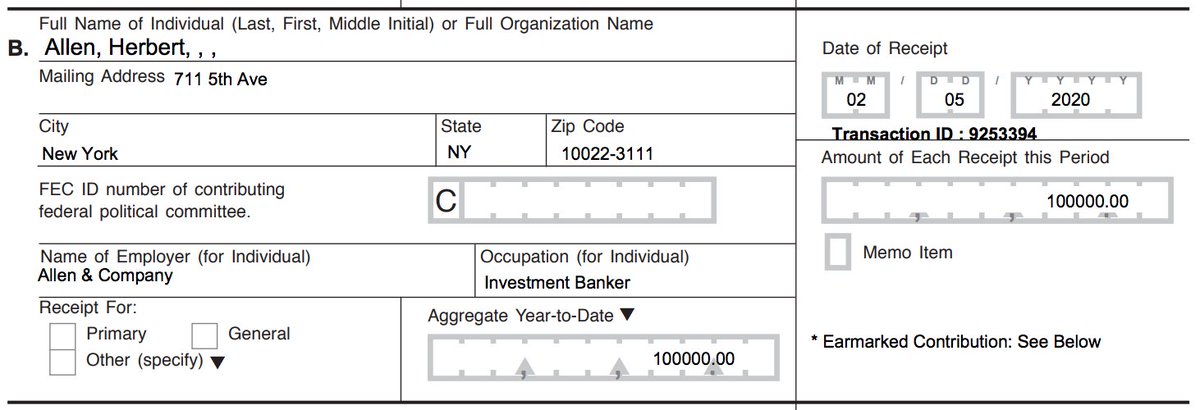 Billionaire Herbert Allen Jr. contributed $100,000 to Unite The Country to attack Bernie Sanders. Allen is in charge of boutique investment bank, Allen & Company, which were involved in IPOs for Twitter, Groupon, and LinkedIn.