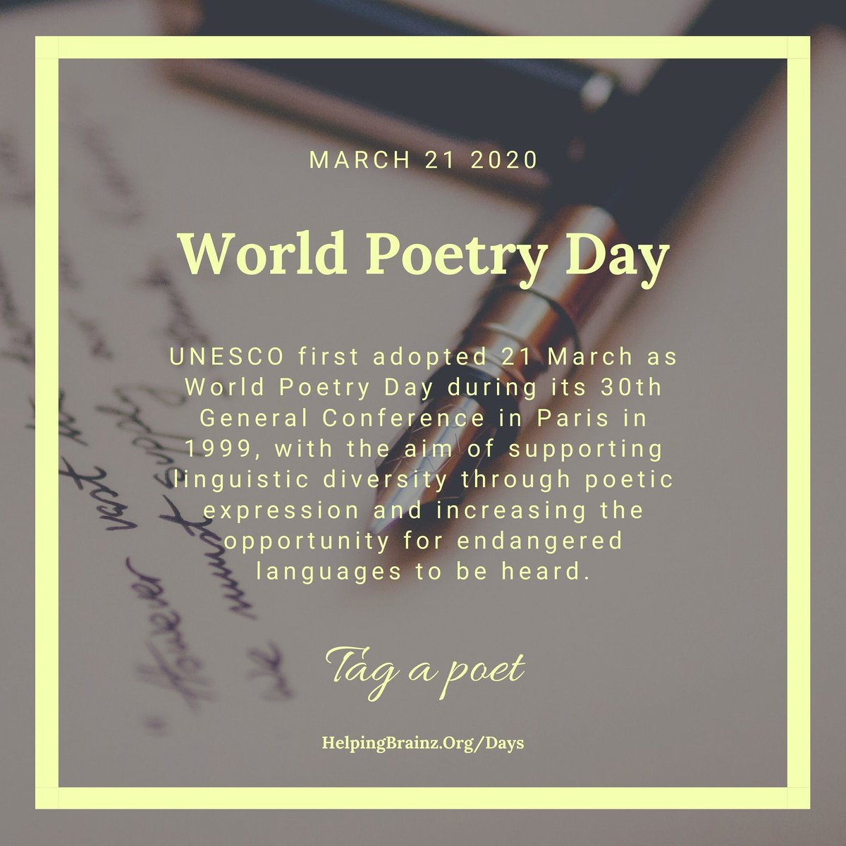 BrainzHelping's tweet photo. #WorldPoetryDay2020
#HelpingBrainz
#PoetryDay
#poet https://t.co/MxJjR4YRe6
