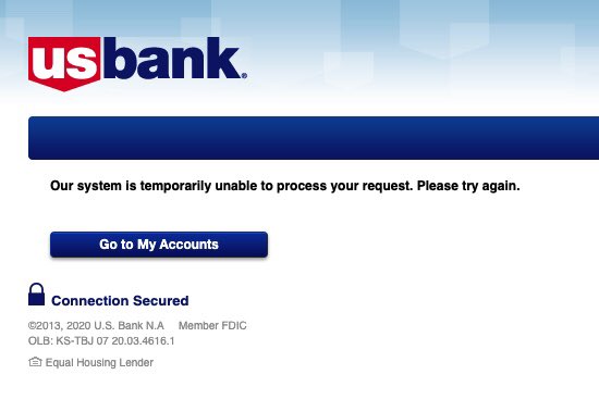 For your sake and mine I wish my tweets weren’t about <a href="/usbank/">U.S. Bank</a>’s online banking not working. Will I get a 🤖 or 🧑🏽‍💻 response?