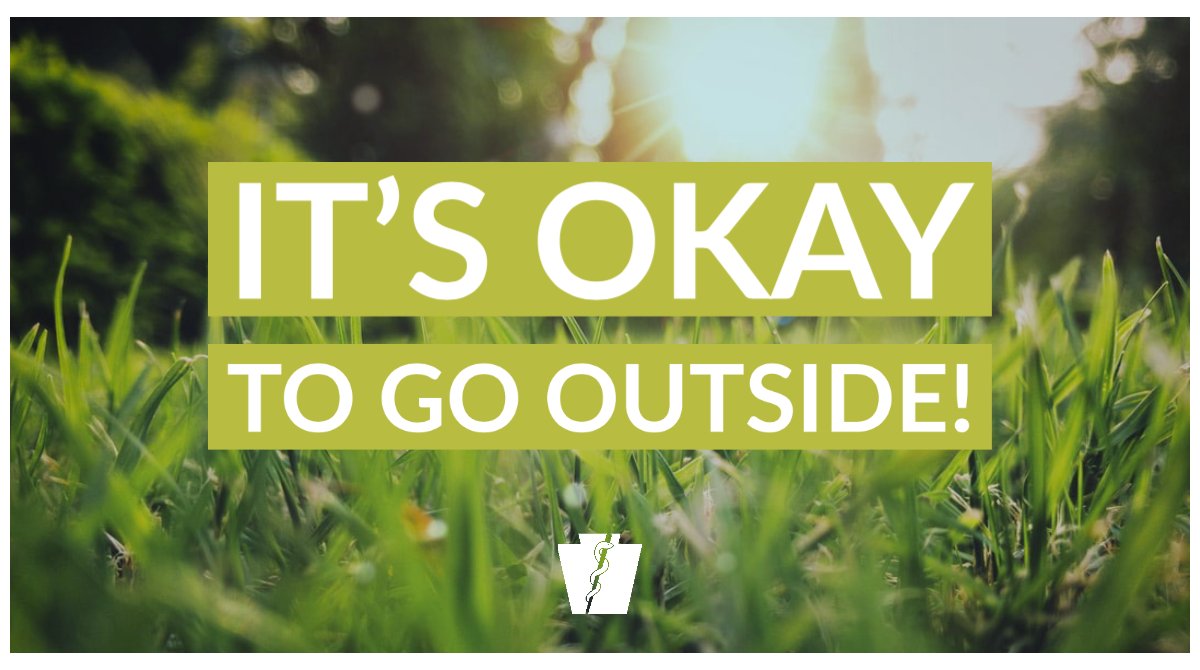 THANK YOU to everyone who is staying home! While you're home, it's still OK to:
• go outside + get fresh air
• enjoy the sunshine (it's out today!) 
• take a walk (6' away from others)
• play with your kids in your yard

Keep practicing #socialdistancing + #FlattenTheCurve!