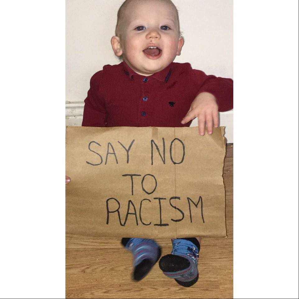My gorgeous grand-nephew says No to racism, do you? #TogetherAgainstRacism