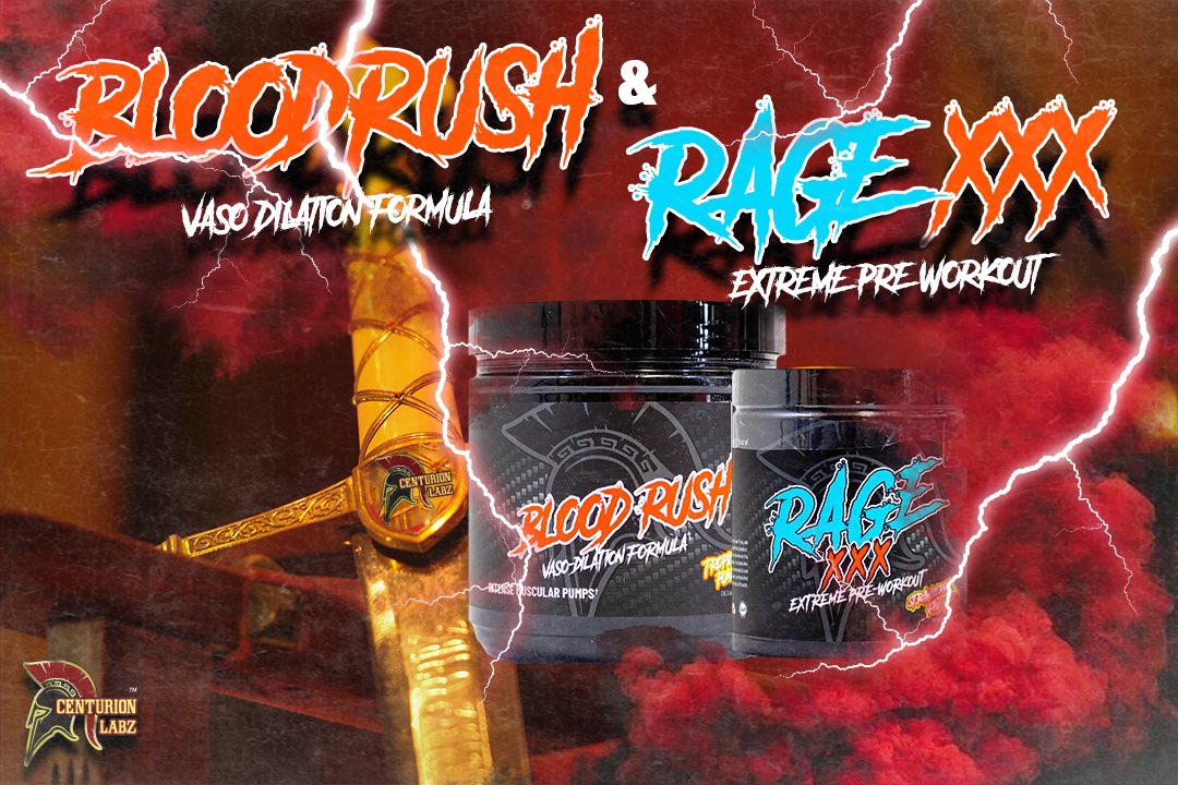 CenturionLabz's tweet image. #BloodRush’s Vaso Dilation Formula provides max blood flow to the muscle resulting in the most optimized pump while #RageXXX packs energy &amp;amp; focus with over 650mg of an ingredient combo. Use “Legion20” for 20% OFF at CenturionLabz.com