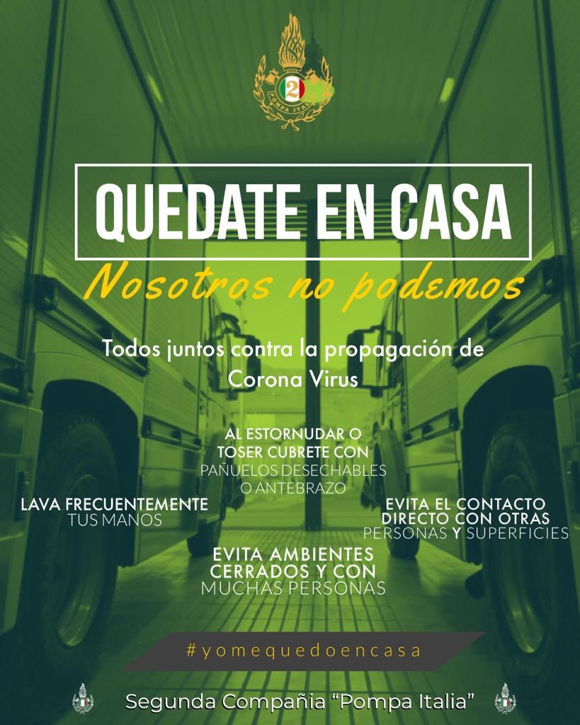 PompaItalia's tweet photo. Quédate en casa, nosotros no podemos! Todos juntos contra la propagación del Coronavirus! https://t.co/pQZN2BveNX