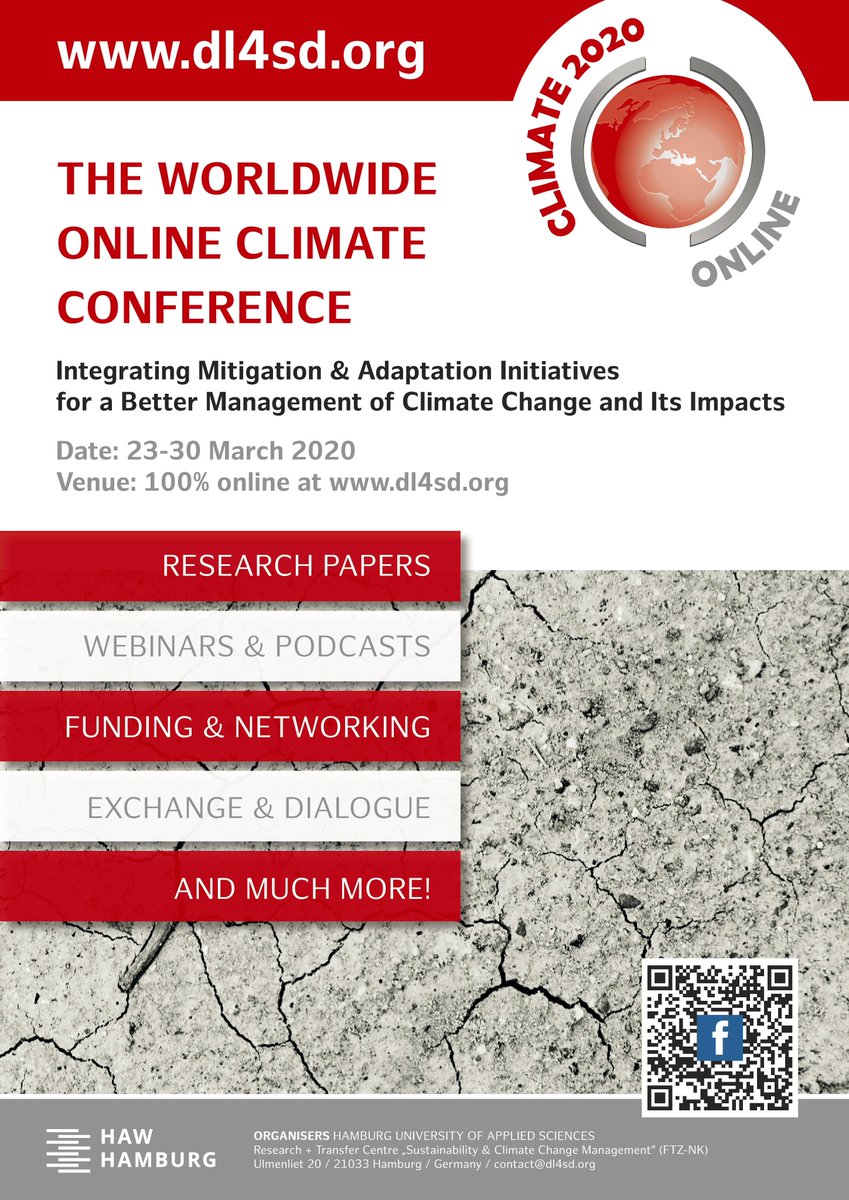Check out  @CLIMATE2020_FTZ, a free-of-charge online conference about climate change management, taking place from 23 till 30 March. Find out more, register and enroll via this link:  https://dl4sd.org 