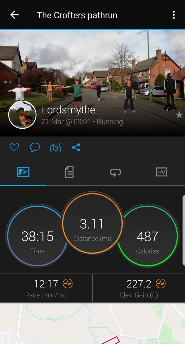 LordSmythe's tweet photo. The Crofters pathrun inaugural event-huge success this morn 6 neighbours - 5k circular run with LadySmythe's home baked Victoria Sponge cake for a treat 🏃‍♀️🍰🏃‍♂️
2metre distancing buffs gloves parkrun tees essential
We need to keep up morale &amp; running! #lovepathrun
#loveparkrun https://t.co/94VSdZBmcA