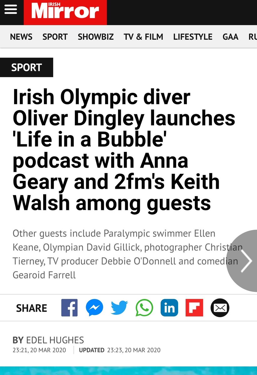 Fantastic opening day for the podcast yesterday!! Thank you everyone who gave our first two episodes a listen! 
Next episode out on the 3rd April with the brilliant <a href="/AnnaGCork/">Anna Geary</a> 😁 

irishmirror.ie/sport/other-sp…

#Podcast #LIAB #Ireland #sports #entertainment