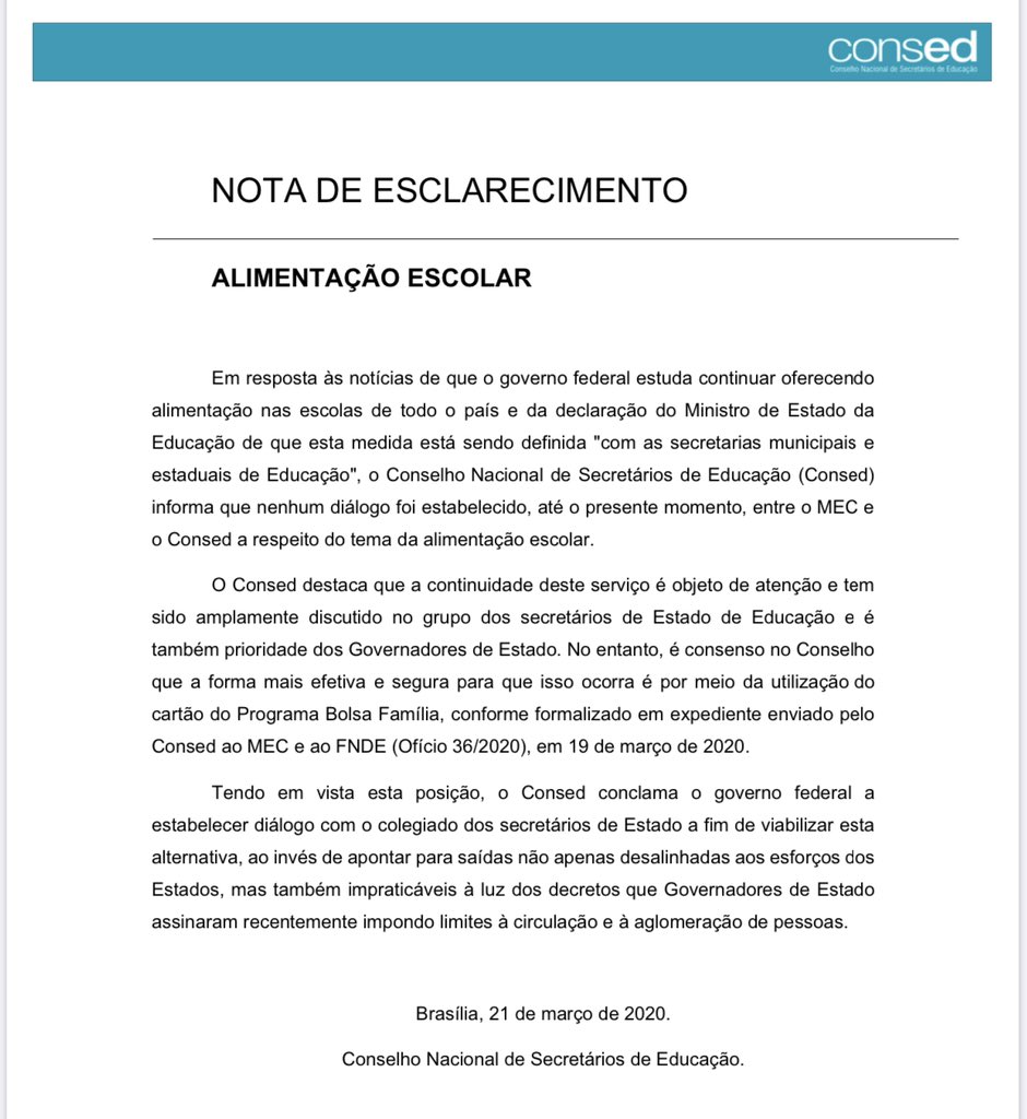 0800vsf's tweet image. Segue nota do CONSED (Conselho Nacional dos Secretários de Educação) repondo a verdade sobre a fala do ministro. Friso: o ministro MENTIU!