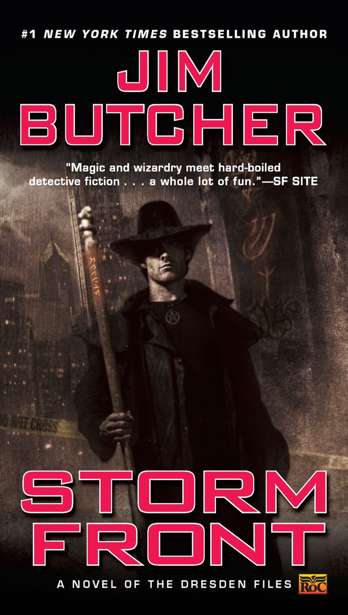 @chellemybell22 “Storm Front” by #JimButcher @longshotauthor a neo-noir occult detective series about #HarryDresden modern-day @HarriedWizard in Chicago. audiobooks narrated by @JamesMarstersOf @BuffyTVS Spike fame. Realistic supernatural world, wry humor, gritty action. @PadawanMolly @Sidhe_Lea