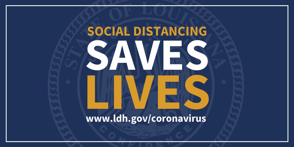 LouisianaGov's tweet image. Social distancing saves lives. Our mitigation measures will not have their intended impact unless we all do our part as Louisianans and be good neighbors. #lagov #lalege