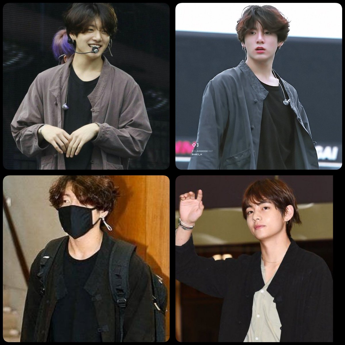 To everyone who's confused, i made it easier... JUNGKOOK loves to buy clothes that comes in set & different colors. COINCIDENTALLY, Taehyung end up wearing one of them.. The hanbok & the bomber jacket
