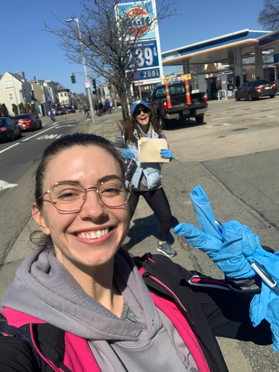 emsanthouse's tweet photo. Out here with @HeatherGasper canvassing Dorchester with important #COVID19 info from @marty_walsh. Scary times but I’m proud to see Boston step up to the challenge #healthybos https://t.co/0latHku9Sw