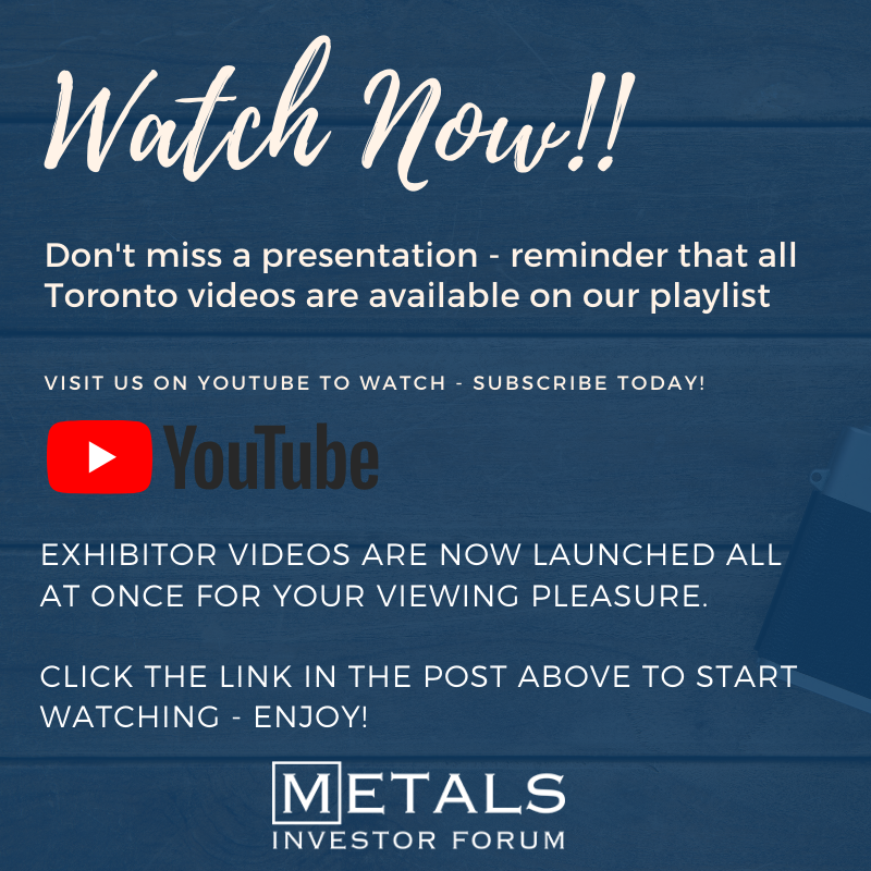 MetalsInvtForum's tweet photo. Enjoy watching all of the exhibitor videos from our MIF Toronto conference: https://t.co/FESXnQd71Z. Stay safe everyone!
#MIFToronto https://t.co/SUxwwSZc84