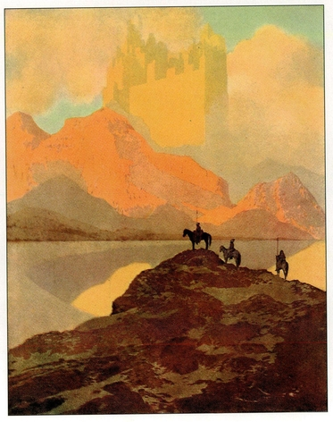 in which the Israelite king Solomon sealed disobedient jinn, by soldiers on frontier. The caliph charges the famed conqueror of Spain, Mūsā ibn Nuṣayr, on a quest to discover these vessels which leads to the City of Brass. (illustration by Maxfield Parrish, 1909). But on the way