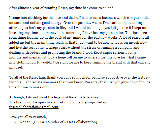 ResetCollab's tweet image. A new chapter, 
thank you all.