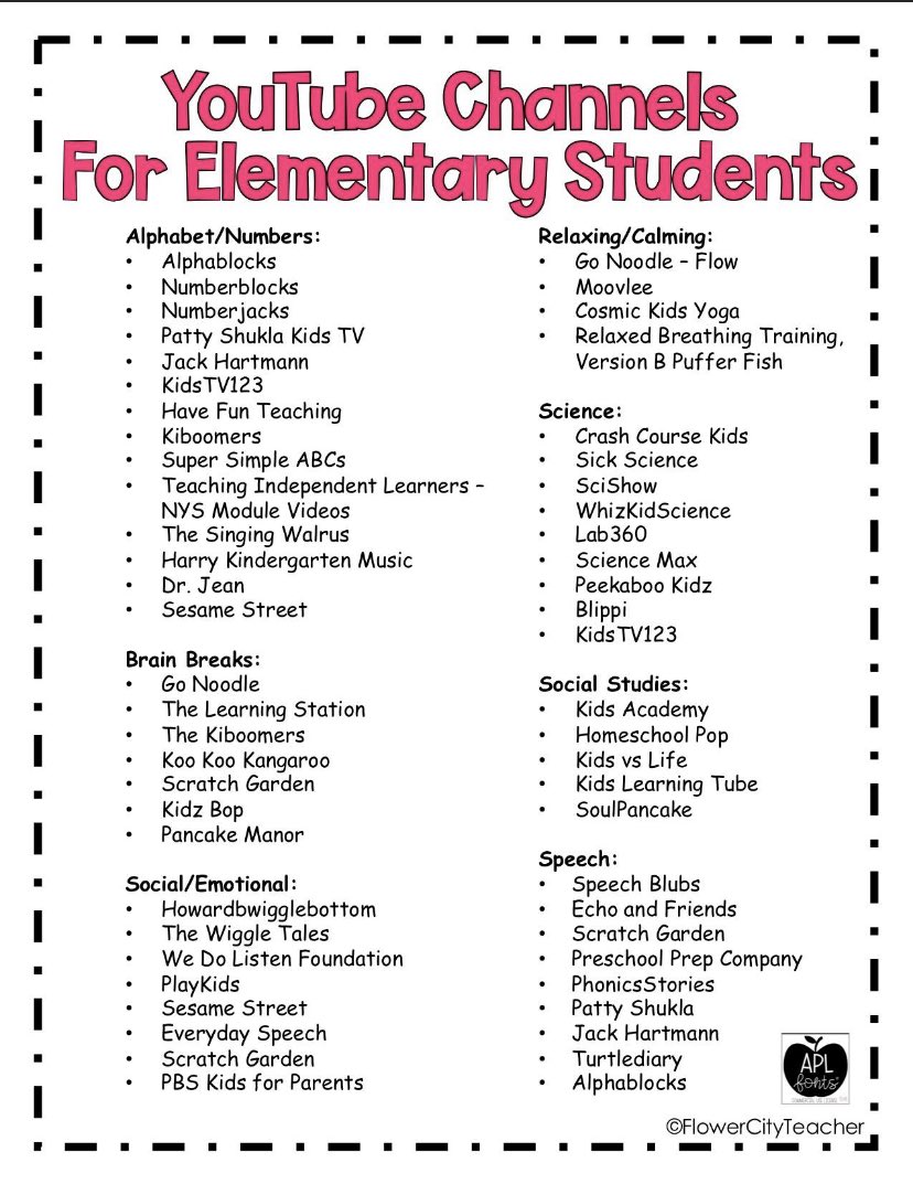 MrsGermano25's tweet image. Helpful list of educational YouTube channels for parents to use as a resource at home #TeachFromHome #homeschool #elementary @RCSDsch25 @RCSDNYS