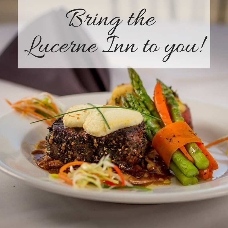 Craving a wonderful meal? Now, you can bring the Lucerne Inn to you! We are offering a limited menu for take out, featuring our delicious filet mignon. Call us to place your order - 207-843-5123. 😋🍽 We are serving until 7:30 pm.