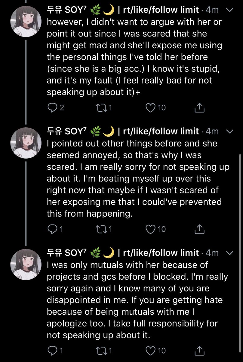This is the explanation from another person who was a part of the original idea. I honestly don’t blame them for being worried to speak up against aya because I’ve seen how she treats people who go against her.