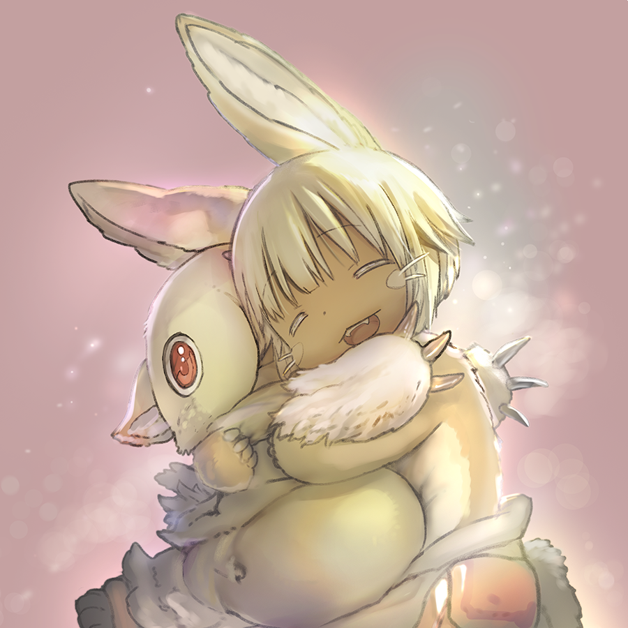 nanachi (made in abyss) closed eyes animal ears furry hug open mouth smile 1other  illustration images