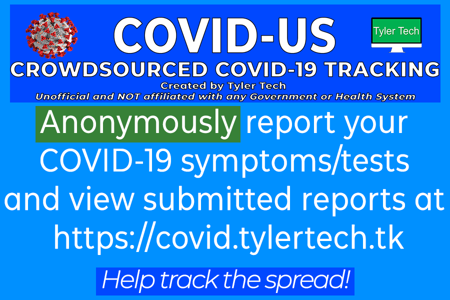 TylerTech01's tweet photo. @trment2015 @NBCNews We're working to paint a more accurate picture of #COVID19 in the #US by collecting #anonymous self-reports from people experiencing symptoms and those who've been tested. You can view the reports at https://t.co/BkQ24VNGDl

It would help a lot if you could #share the website! https://t.co/rKIQekqqMi