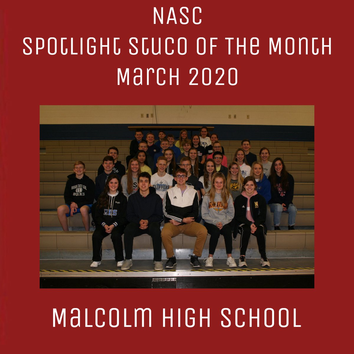 Malcolm High School has been named the NASC Spotlight StuCo Of The Month! Over the course of their year, they've focused time and work on making an impact on communities, Make-a-Wish, and the state service project. They're always committed to Student Council. Congratulations!