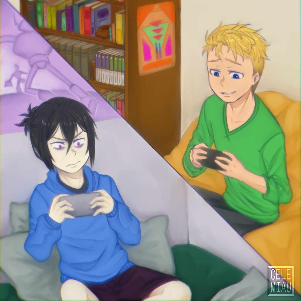 Celemiau_'s tweet photo. En la cuarentena Lysandro resultó ser muy competitivo. A pesar de ser el gamer del grupo, Blake comienza a fastidiarse en juegos de rompecabezas
PD: Hasta mis personajes se quedan en su casa. Seamos responsables y respetemos la cuarentena.
#YoMeQuedoEnCasa
#perfectgem #PGT_SAM https://t.co/9FKYMgHdBV